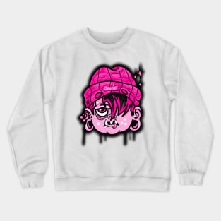 Emo Cartoon Monster Pink Design Crewneck Sweatshirt